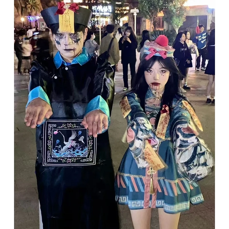 أزياء الهالوين التأثيرية زومبي تشينغ ديناس أونوش زي الرجال الصينية التقليدية أداء الرقص الزي ملابس المهرجان