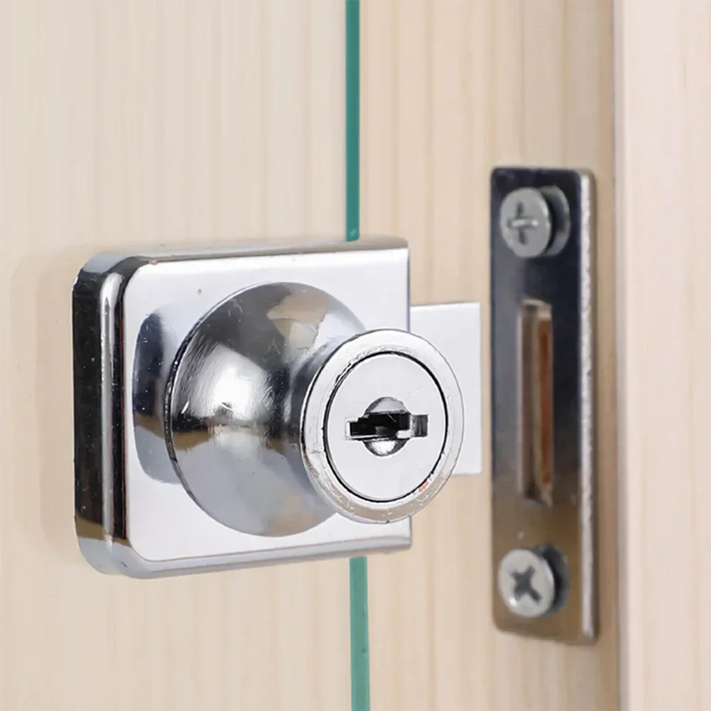 Glass Cabinet Lock Showcases Sliding Door Lock With Keys No Drilling Lock Easy To Install Glass Door Locks Furniture Hardware