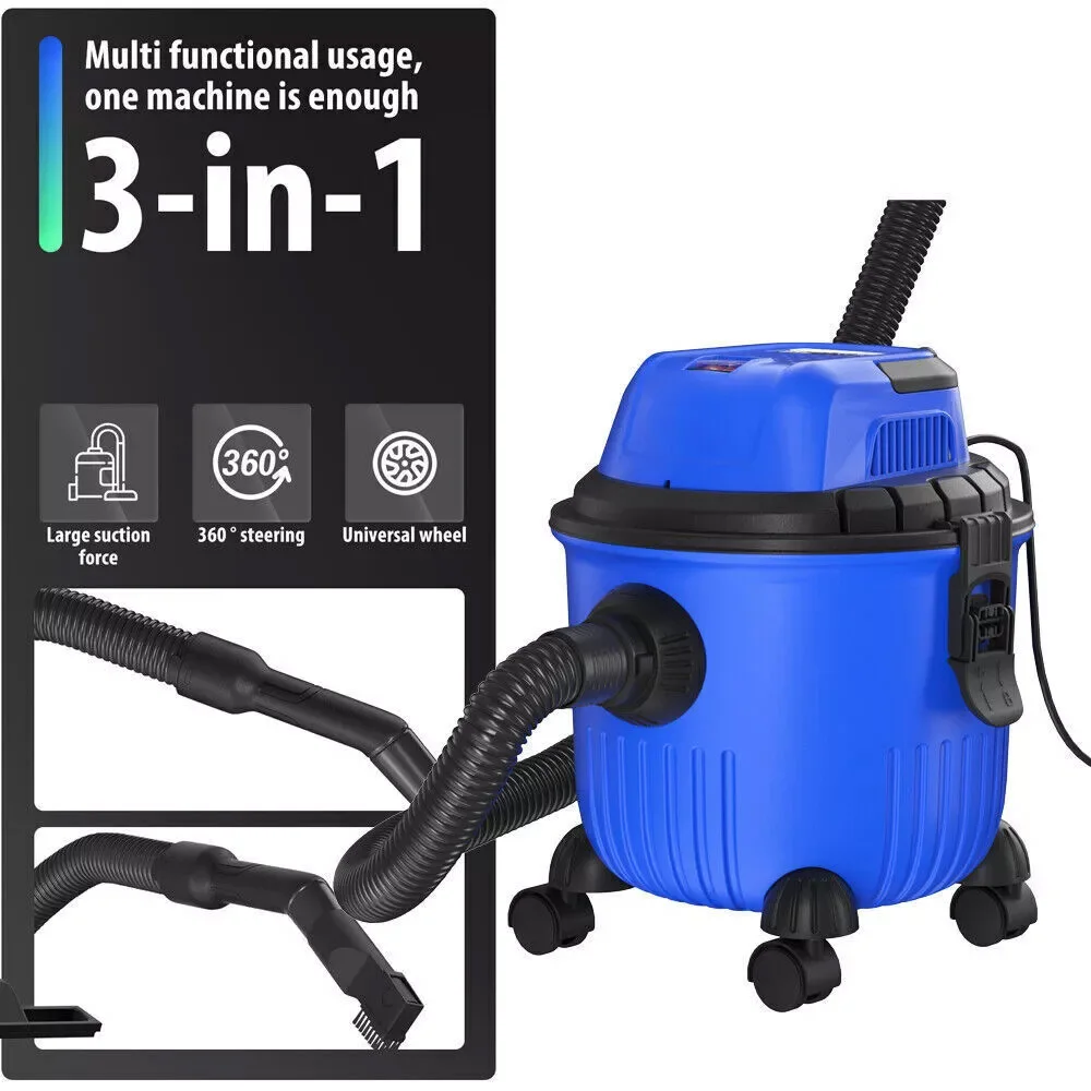 Heavy Duty 1200W Blue Wet & Dry Vacuum Cleaner 20 Ltr Tub Power Blower