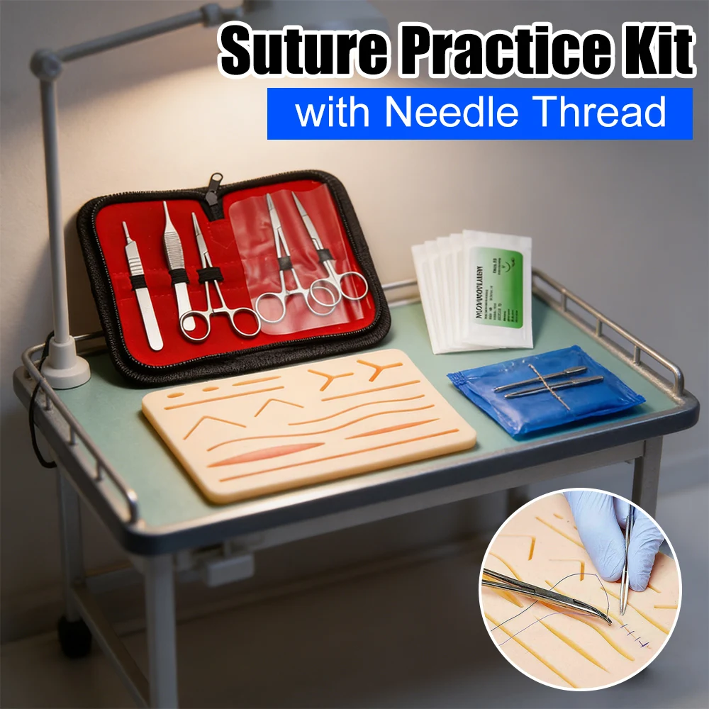 

Набор для практики наложения швов для студентов-медиков (1-2 комплекта) с моделью кожи и инструментами для хирургической подготовки, учебное оборудование