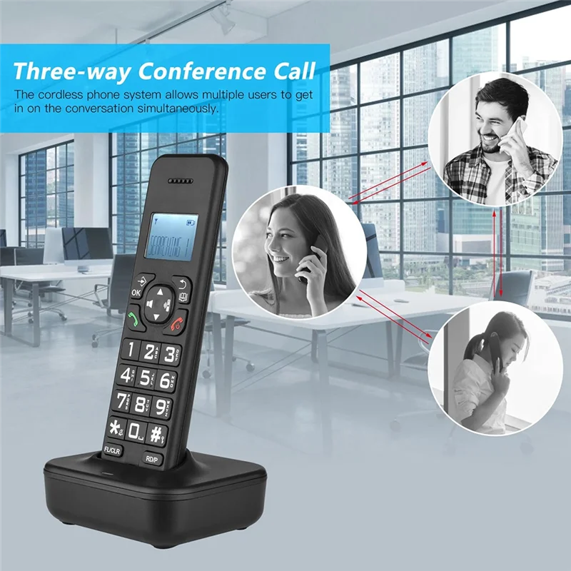 A41T D1102B Cordless Phone With Answering Machine Caller ID/Call Waiting 1.6 Inch Backlight LCD 3 Line Screen EU Plug