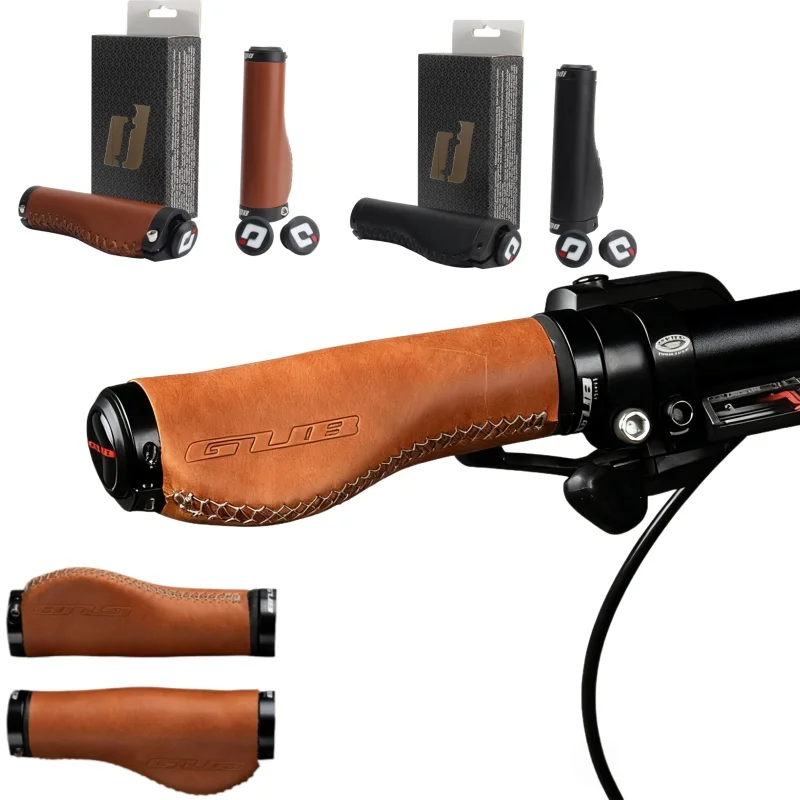 

Кожаные велосипедные ручки в стиле ретро с замком 22 мм, коричневые, черные ручки из воловьей кожи из микрофибры со светоотражающими ручками для велосипедного руля