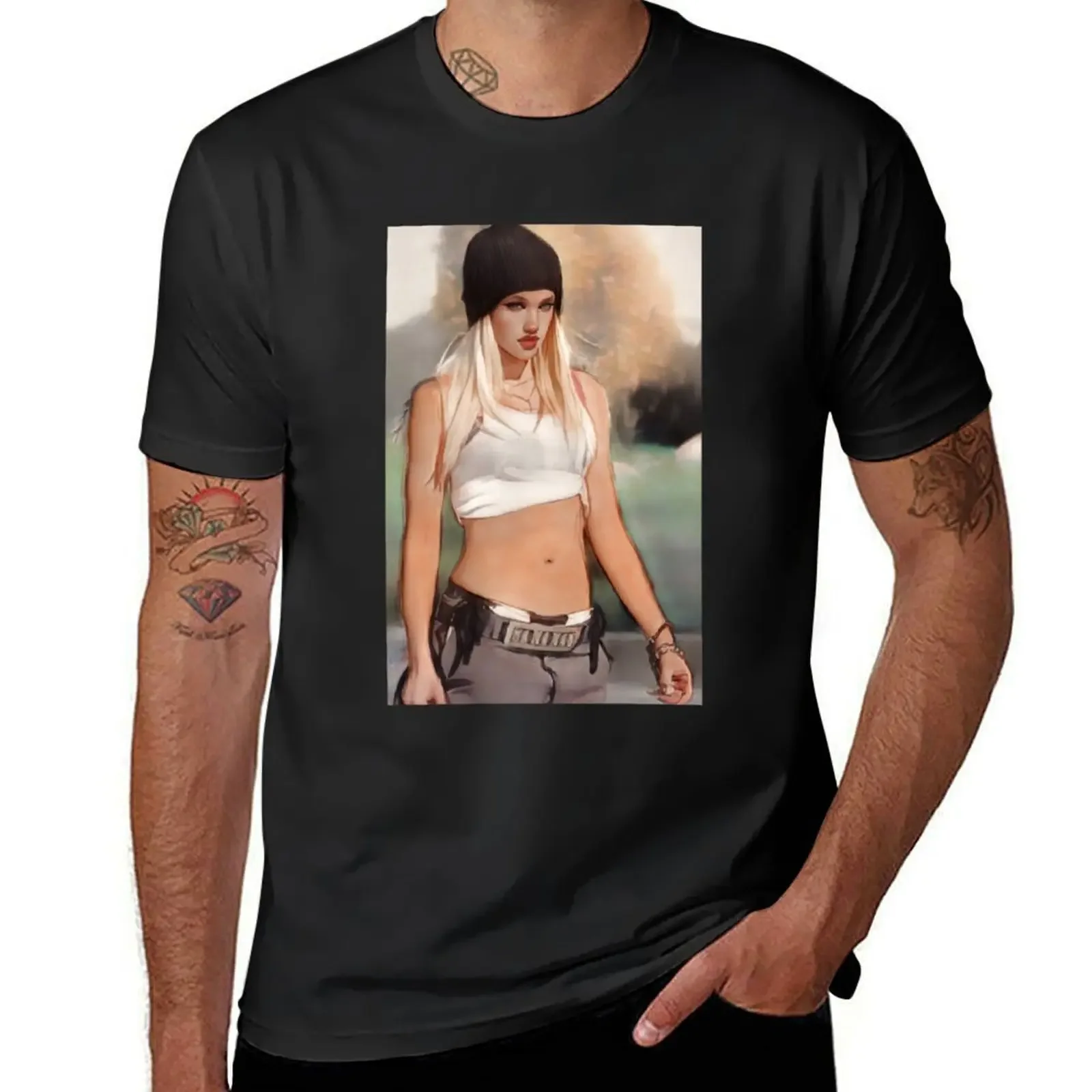 

Gwen Stefani Hollaback T-Shirt graphic tee shirt blue archive summer tops tee shirts for men