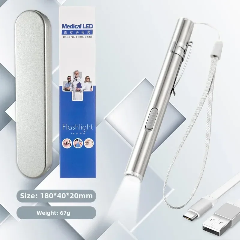 Mini Portable Medical Handheld LED Pen Light Flashlight USB Rechargeable Dental Nurse Flashlight, Rechargeable