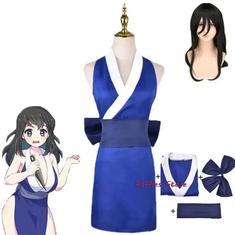 Suma Cosplay Costume Anime Demon Slayer Kimetsu No Yaiba Kisatsutai Entertainment District Arc Uzui Tengen Wife Blue Kimono Wig