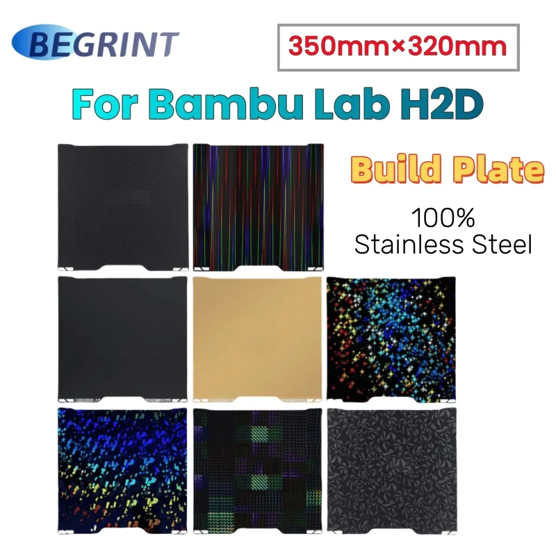 

Для Bambu Lab H2D двухсторонняя гладкая рабочая пластина 350x320 мм, высокое качество, длительный срок службы, термостойкие детали 3D-принтера
