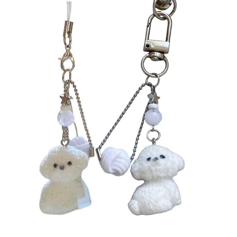 Delightful Dog Phone Charm Alloy Dog Accessory Dog Pendant Key Holder Suitable for Decorating Phones Bags and Key