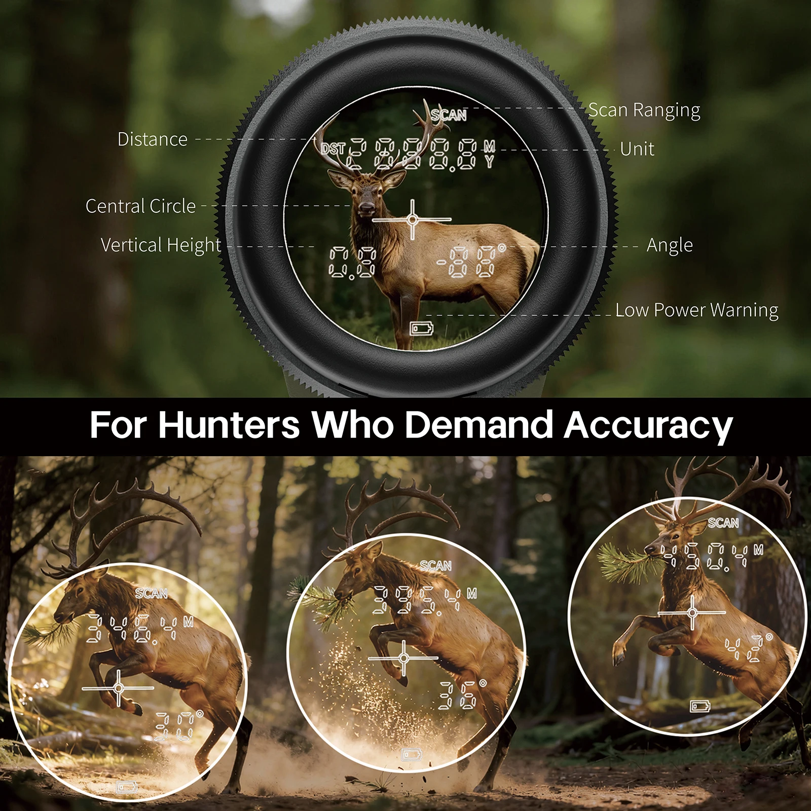 1800M/2400M Rangefinder Binoculars for Hunting, Gravoptics 10x42 High Power HD Laser Rangefinding for Bird Watching/Golf