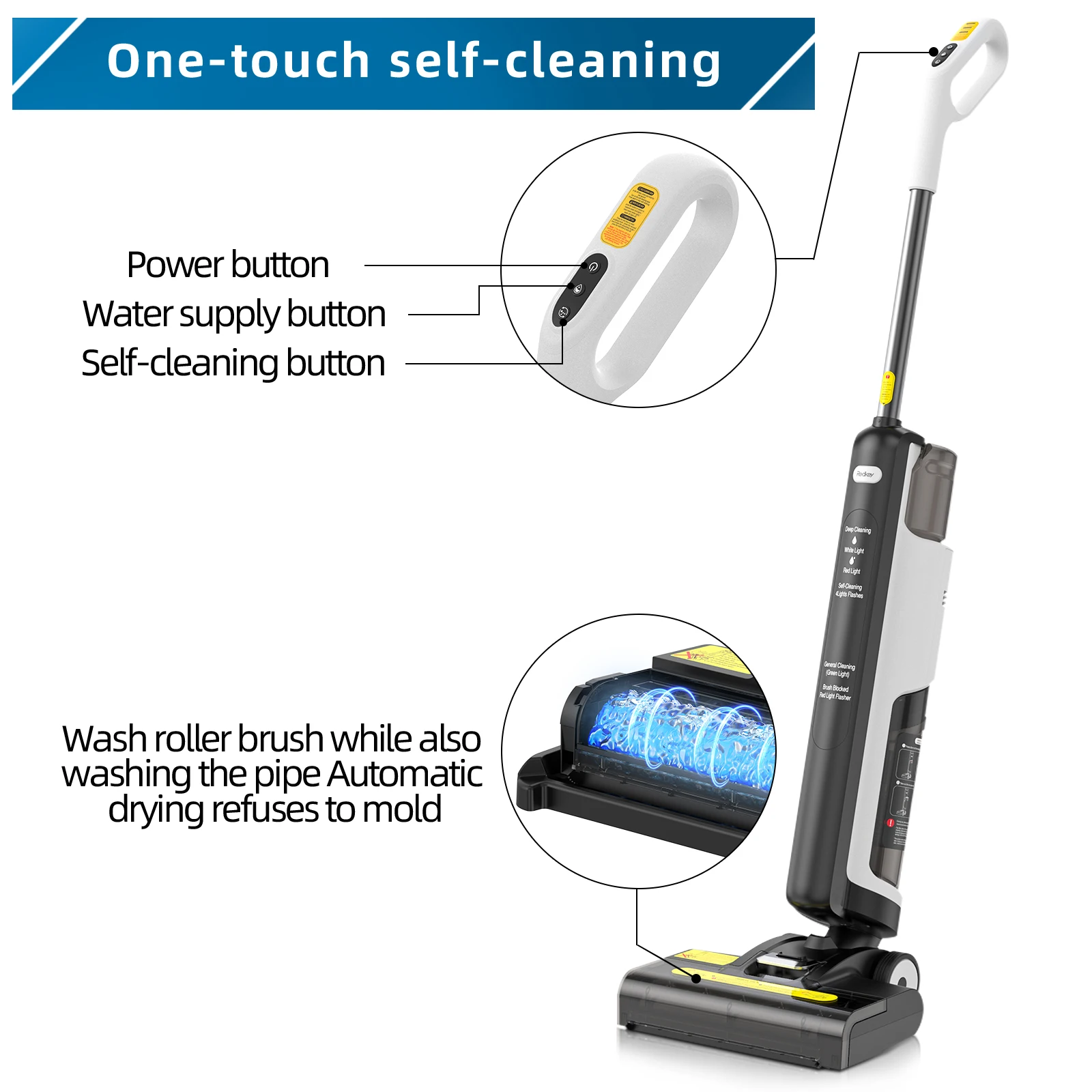 Redkey W12 SE Wireless Wet Dry Vacuum Cleaner Multi-Surface Smart Cordless Mop Floor Washer Handheld Household Self-Cleaning