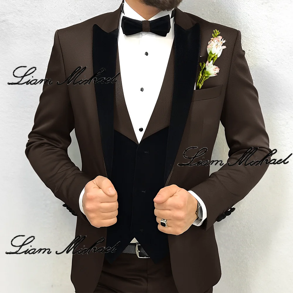 High Quality Customized Men\'s Suit 3 Piece Suit Jacket Pants Vest Wedding Groom Tuxedo Formal Party 2024 Blazer Dress for Men