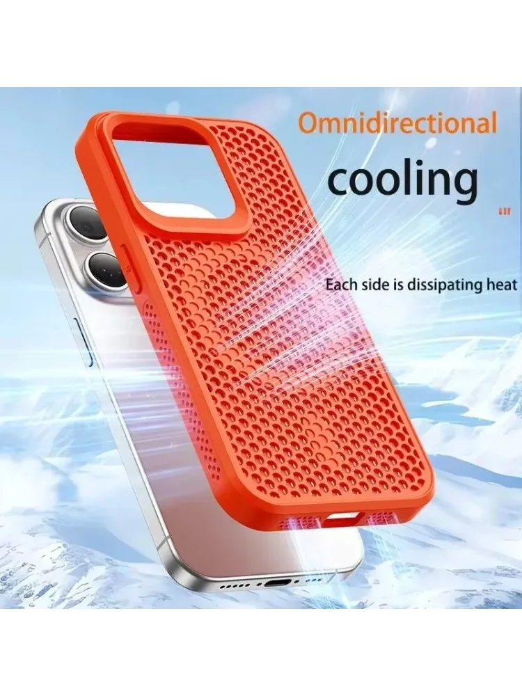 Capa de telefone com dissipação de calor para iphone 16 15 14 13 12 11 pro max plus respirável capa