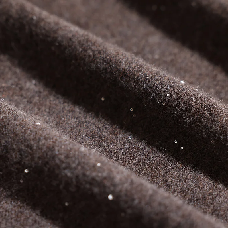 Set Sweater Rajut Wol 100% Berpayet CHICUU untuk Wanita dengan Kerah O dan Celana Kaki Lebar, Set Rajut Kasual Tebal untuk Musim Gugur dan Musim Dingin