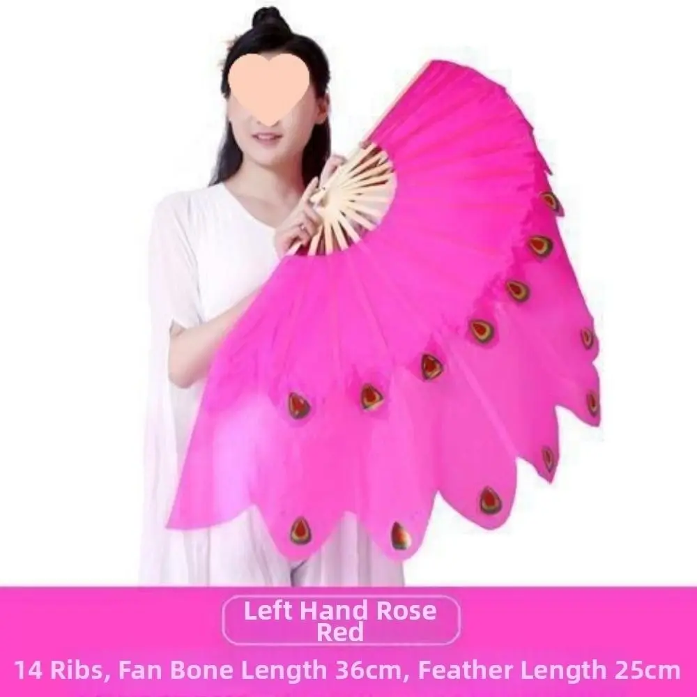 

31/36 см бамбуковый китайский короткий веер для танца живота, танцовщица, ручная краска, веер с павлиньим хвостом, 10/25 см, полукруг, шелковая вуаль, разноцветная