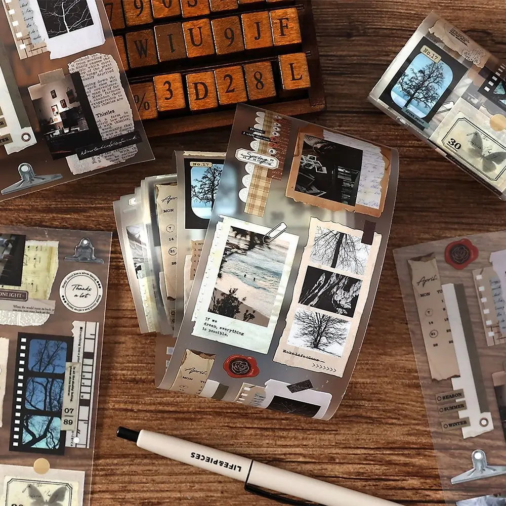 1 Buah/1Lot Pita Perekat Dekoratif Gambar Puisi Jurnal Sampah Kertas DIY Stiker Scrapbooking Masking Jepang