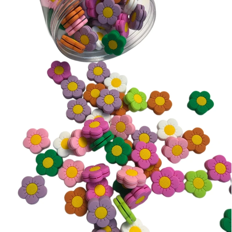 7pcs Soft Silicone Flower Tennis Racket Vibration Dampener, Cute Colorful Shock Absorber, Reduce Vibration view 4