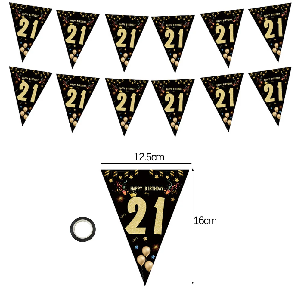 Banner di buon compleanno in oro nero 30 40 50 60 bandiere appese decorazione per feste di compleanno decorazioni per sfondo Bunting Garland Banner