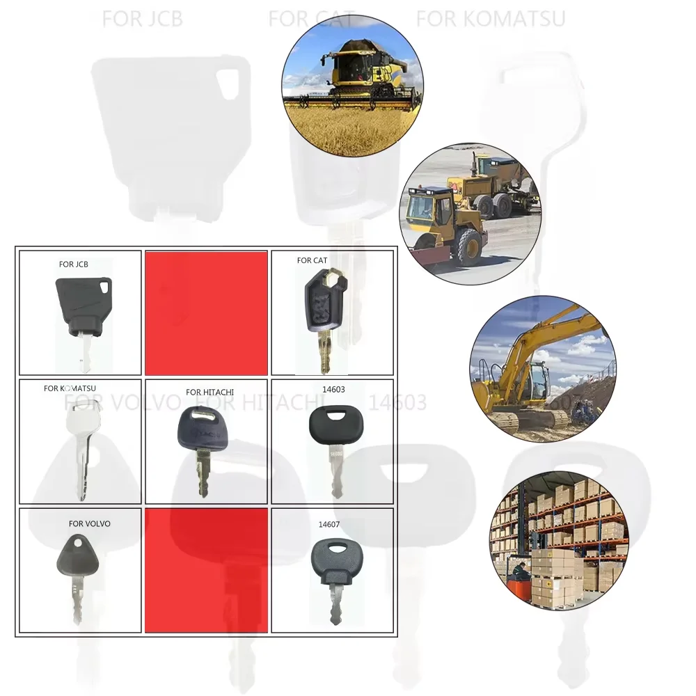 

7 KEY PLANT EXCAVATOR EQUIPMENT KEY SET FOR JCB CAT VOLVO 14603 14607 Hitachi