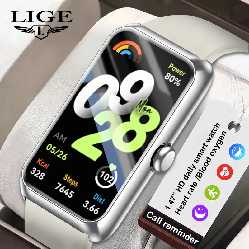 

Умные часы LIGE с функцией напоминания о звонках, Bluetooth, подсчетом шагов, спортивный браслет, фитнес-трекер, измерение пульса, уровня кислорода в крови, мониторинг сна, для мужчин и женщин