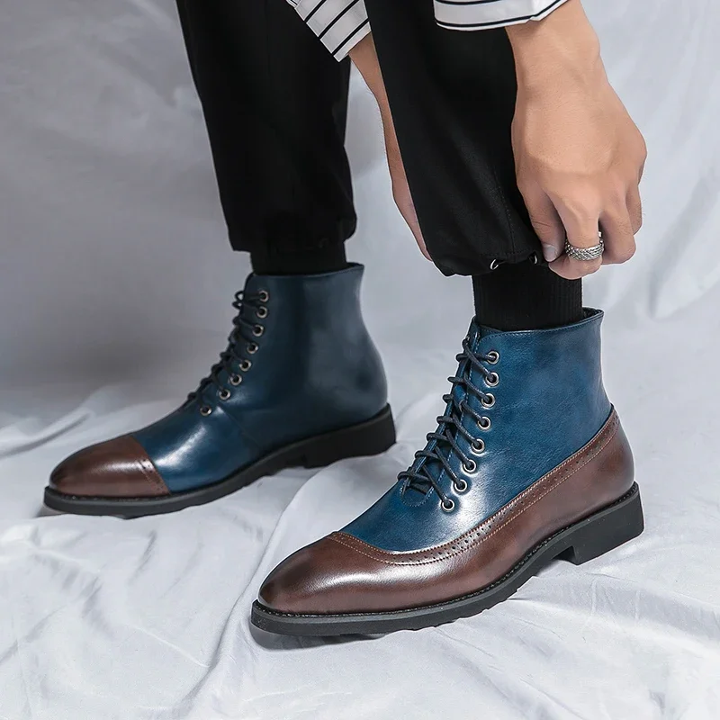 Męskie buty z sznurowana sukienka typu Wingtip modne buty outdoorowe