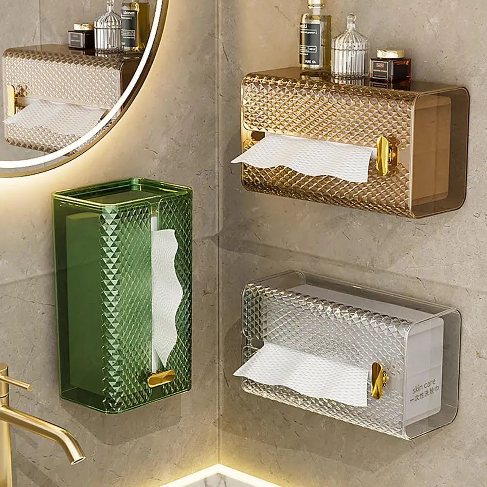 

YOUZI Light Luxury Transparent Tissue Box Wall-mounted Napkin Box Paper Storage Box For Home Bedroom Living Room