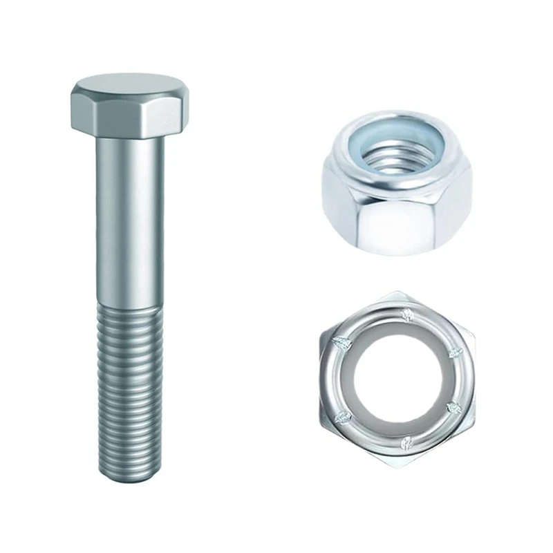 5PCS Rotary Cutter Shear Zinc Plated Bolts 1/2Inch X 3-1/2Inch With 5PCS Locking Zinc Plated Nut