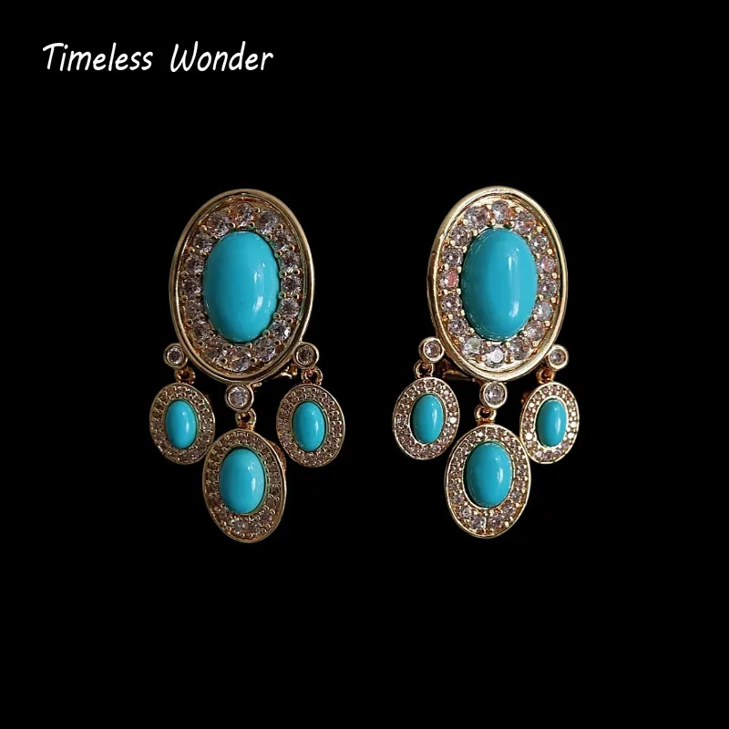 Timeless Wonder Fancy Zircon Geo Button Earrings Women Designer Jewelry Punk Sweet Gift Rare Top Classy 3346