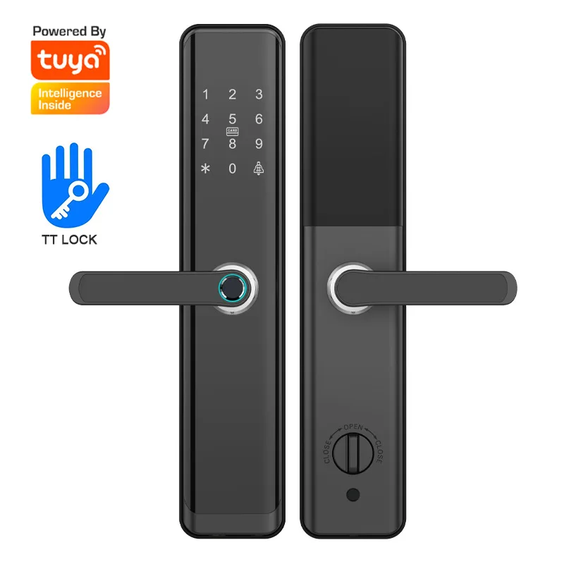 Rfid Fingerprint Handle Smart Door Lock Security Latch Bolt Replace Doorknob Home Office Wifi Door Lock Russian Spanish French