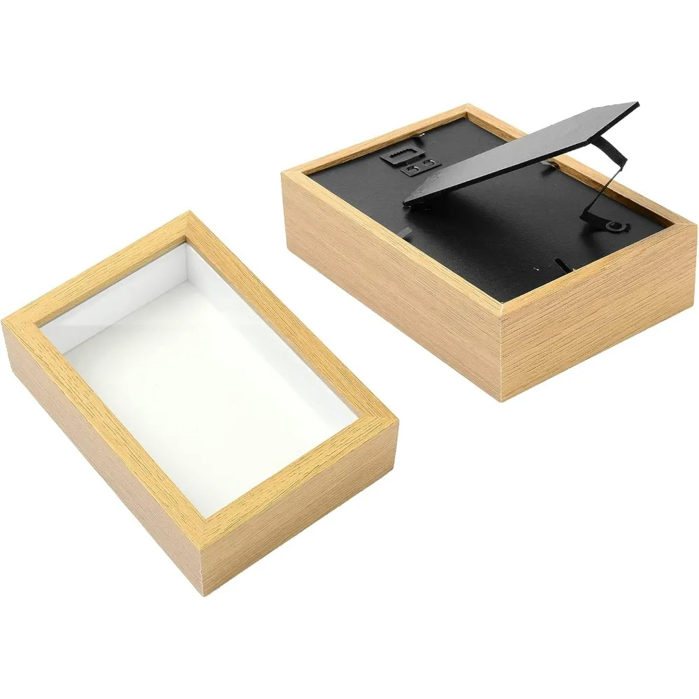 

4.7x6.7 Inch Shadow Box Display Case Wood Box Frame Picture Hang for Farmhouse Collectible Memorabilia Pins Awards