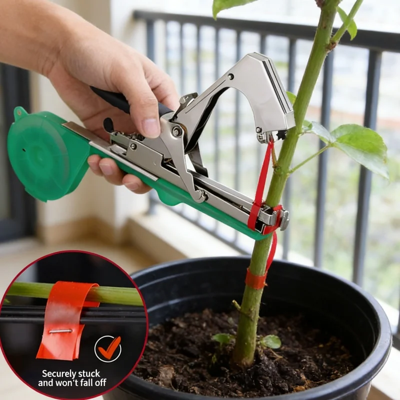 Máquina para atar ramas de plantas de jardín, atadora de vegetales, cintas para atar, kit de herramientas para atar plántulas y enredaderas de jardín doméstico