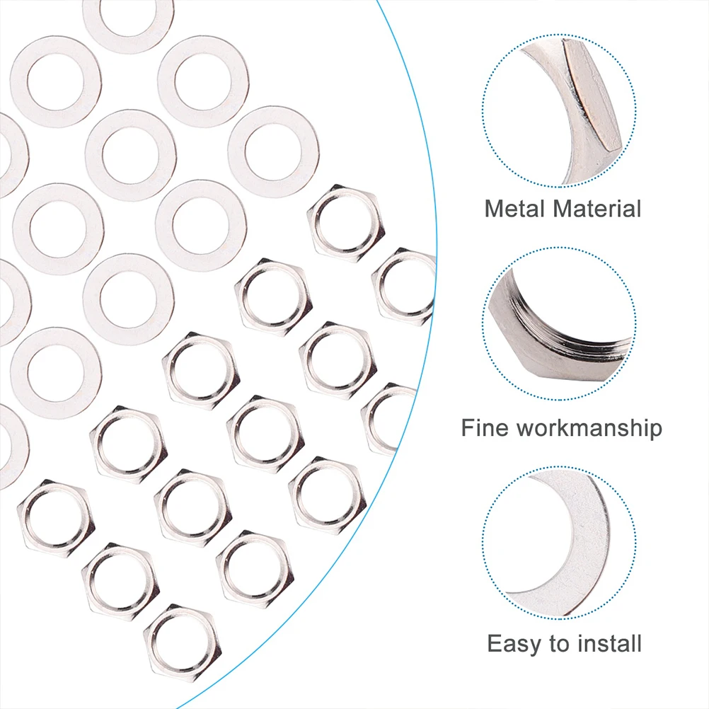 

Durable Stainless Steel Potentiometer Nut Washer Set for Electric Guitars Replacement Guitar Pots Input Output Accessories