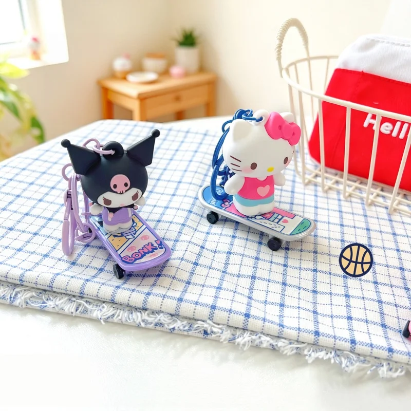 Cute Couple Pendant Genuine Sports Time Series Skateboard Anime Figure Keychain for Car Key School Bag view 4