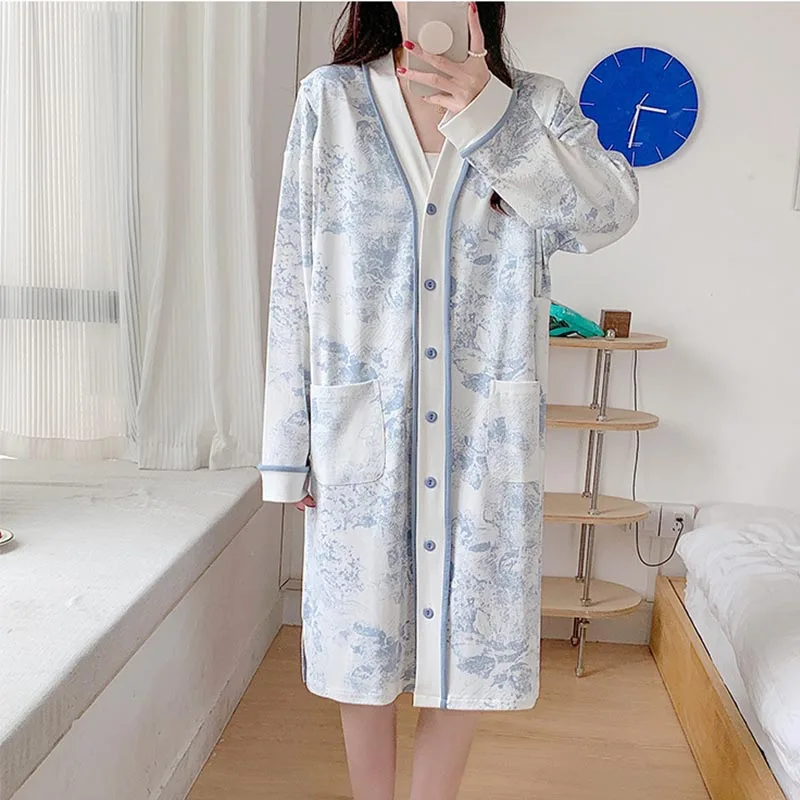 

Maternity Nursing Night Dress 100% Cotton Loose Breastfeeding Sleepwear Clothes for Pregnant Women Pregnancy Home Hospital Wear