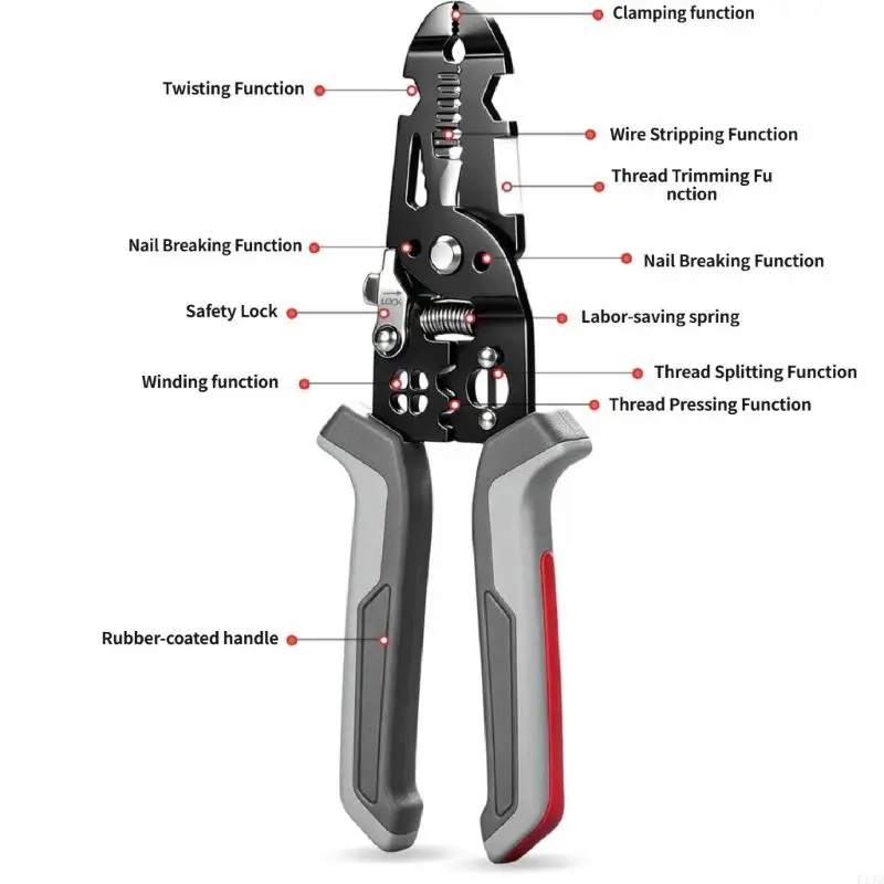 F19B Professional Electrician Wire Tool Cable Wire Stripper Cutter Crimper Automatic Multifunctional Crimping Stripping Plier