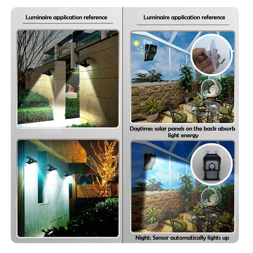 Lámpara de abrazadera Solar LED para jardín, luz de detección de movimiento con Clip para exteriores, luz de inducción para acampar, valla de patio al aire libre