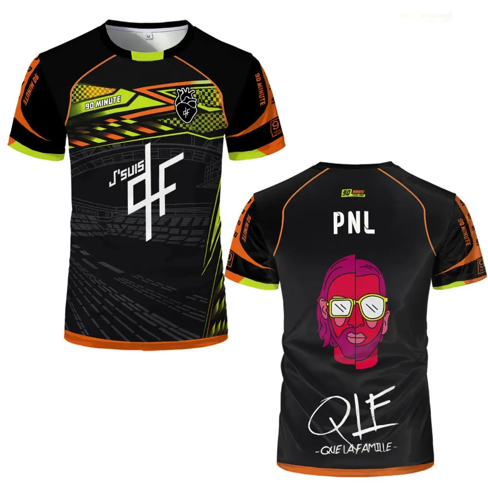 PNL Maillots 90Minute Jersey Impresso Respirável Camiseta de Treinamento de Futebol Masculino E Feminino Na Moda de Manga Curta Camiseta Pescoço