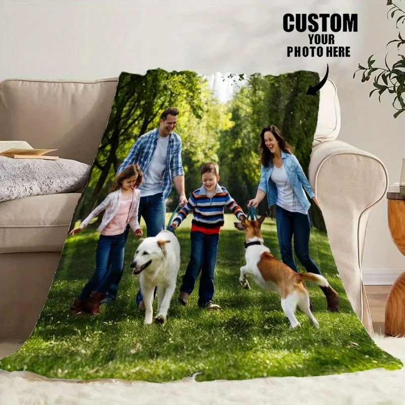 Personalized Photo Custom Blanket, Vintage Flannel Blanket, Custom Gift for Couples and Family Memories, Unique Souvenir Present