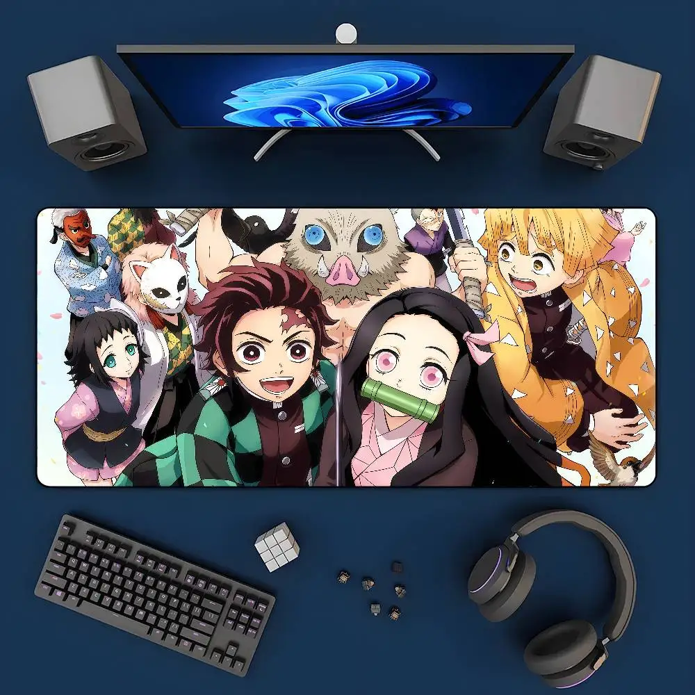 Demon Slayer Muzan Anime Gaming Mouse Pad Large Rubber Keyboard Desk Mat With 2MM Stitched Edge Design