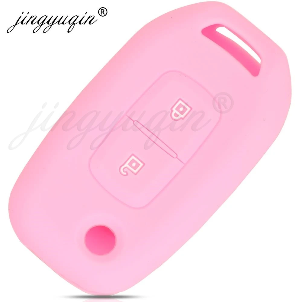 jingyuqin Silicone Key Case Keychain for Renault Logan 2 Stepway Sandero Duster 2019 2020 Car Key Cover Protection Holder Shell