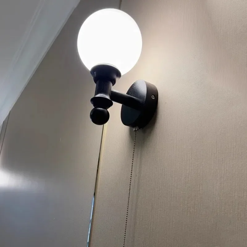 

SANDYHA Nordic Glass Ball Wall Lamp LED Lighting Fixture Retro Background Light For Bedroom Living Room Foyer Home Decoration