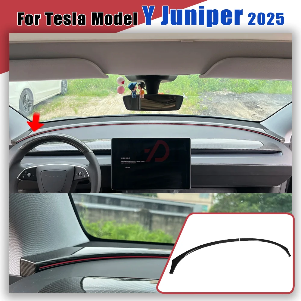 

Real Carbon Fiber Car Instrument Panel Atmosphere Light Decorative Strip Interior Accessories for 2025 Tesla Model Y Juniper