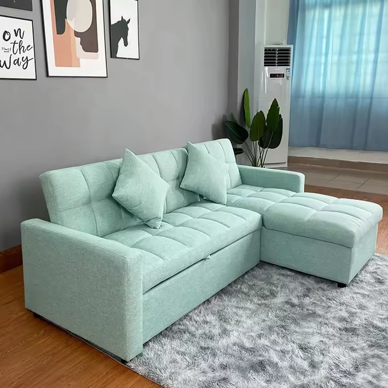 

Modern Furniture Pull-out Storage Fabric Living Room L-Shaped Corner Futon Sofa Supplier Convertible Cum Bed Sofa Bed