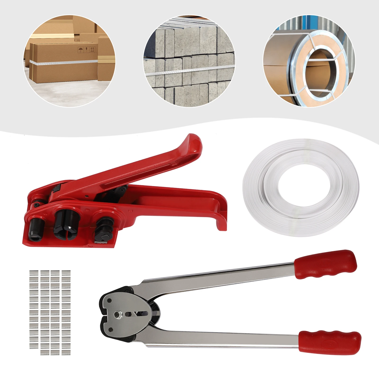 

Packaging Strapping Banding Kit, 2-16mm Packing Belt Strapping Tensioner For Warehouse Packages, Garage Storage