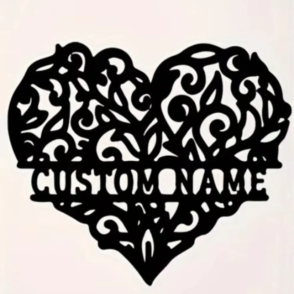

Unrivaled Exquisitely Customizable Heart Shaped Metal Sign. Ideal for Black Themed Home Decor. Tailored for Spaces & Parties.