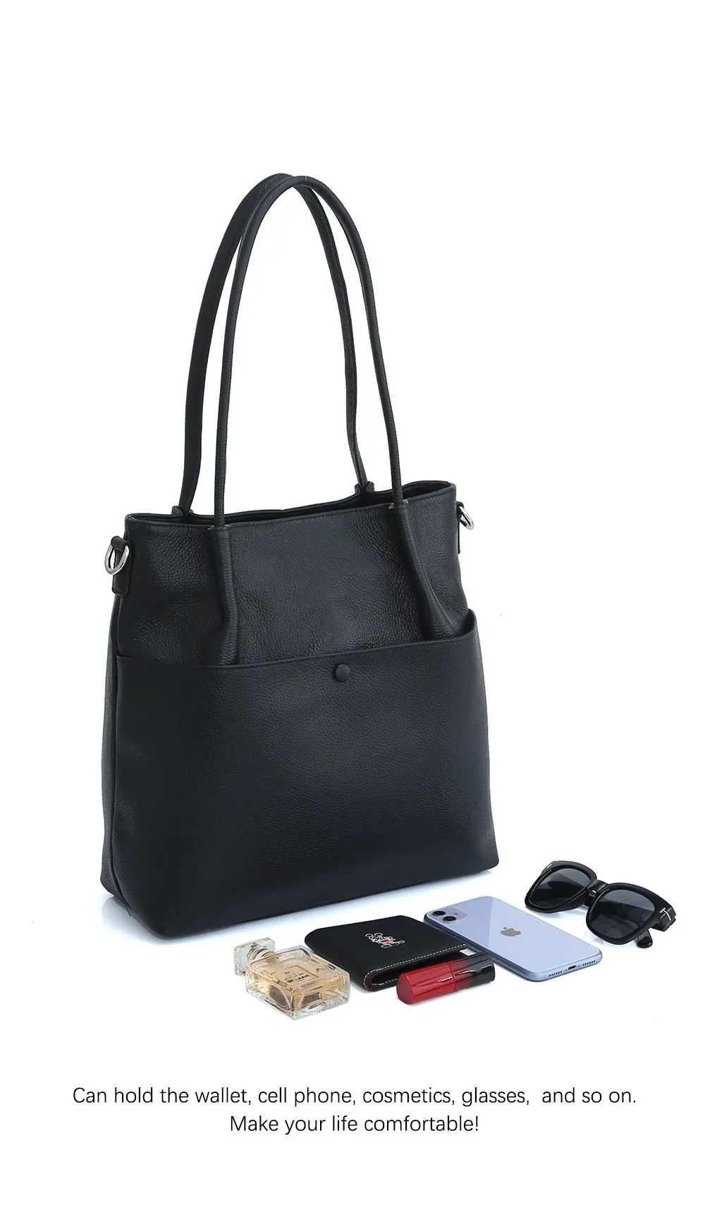 Zency Frauen Eimer Tasche Aus Echtem Leder Große Kapazität Shopper Luxus Casual Handtasche Weiblichen Umhängetasche Schulter Tragetaschen – Detail 4