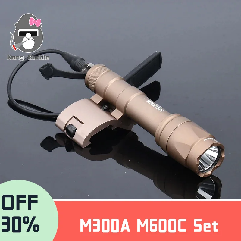 

Wadsn M300A M600C Flashlight Offset Mount Base Set Airsoft Tactical Metal Hunting Scout Light M600 Weapon Spotlight Fit 20MMRail