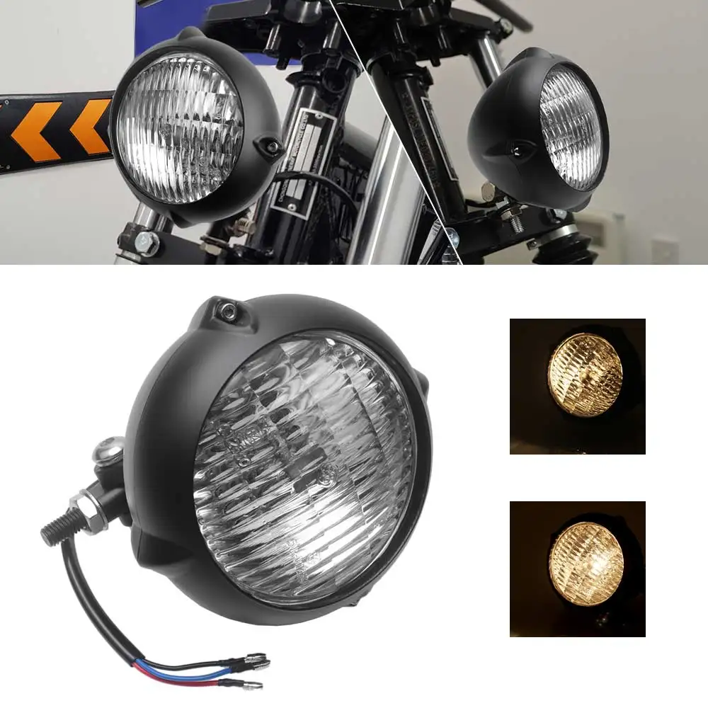 

Black Retro Motorcycle Headlight Compatible For Harley Kawasaki Honda Yamaha Suzuki Chopper Cafe Racer Bobber Cruiser Etc