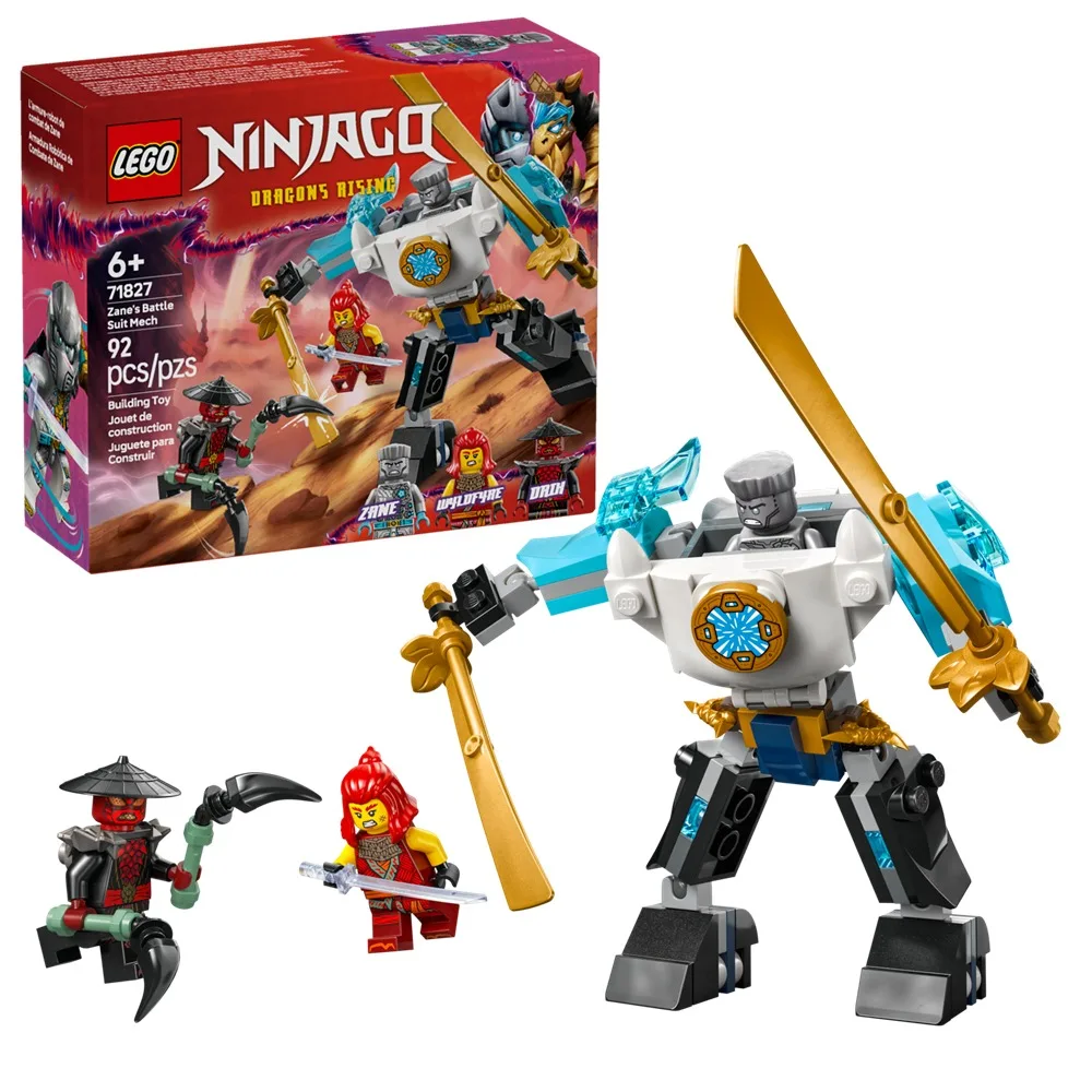 ليغو ®   نينجاجو ®   بدلة معركة Zane Mech 71827 NINJAGO Dragons Rising 3 شخصيات مصغرة للأطفال من سن 6 سنوات فما فوق هدية عيد ميلاد 92 قطعة