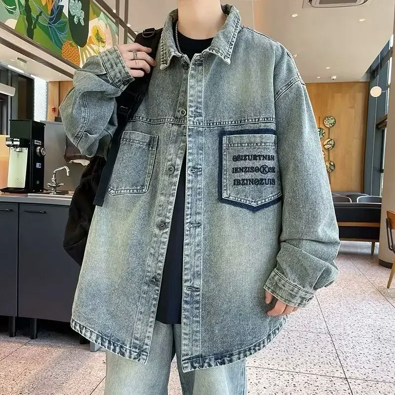 

Винтажное свободное ковбойское пальто с карманами для мужчин, роскошный японский ретро-дизайнер, фирменная дешевая цена, стильный Джокер, корейские джинсовые куртки для мужчин