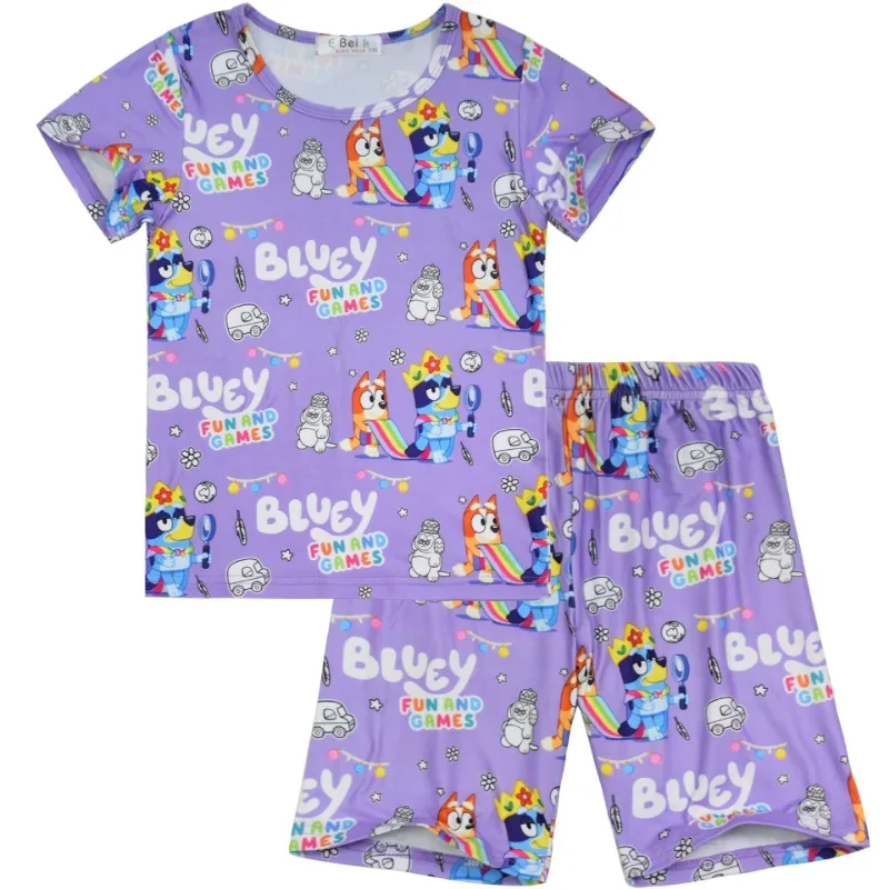 

Летние пижамы Bluey для мальчиков и девочек, комплект для сна, детский комплект, пижамы с коротким рукавом для мальчиков и девочек, хлопковая ночная одежда, комплекты пижам