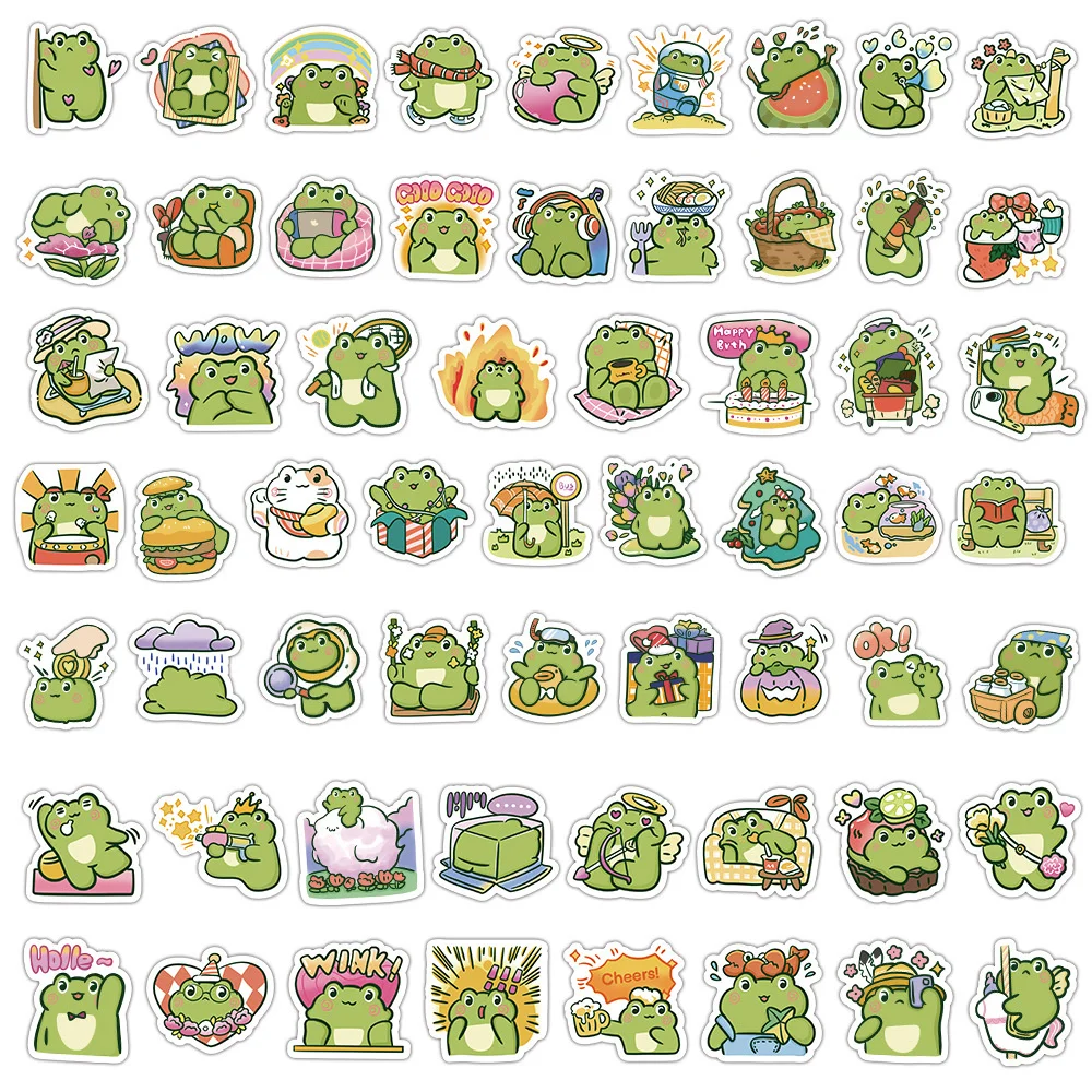 10/30/50PCS Cartoon Staring Frog Sticker Graffiti iPad Mobile Phone Helmet Car  Guitar DIY Wall Sticker Toy Decoration Wholesale